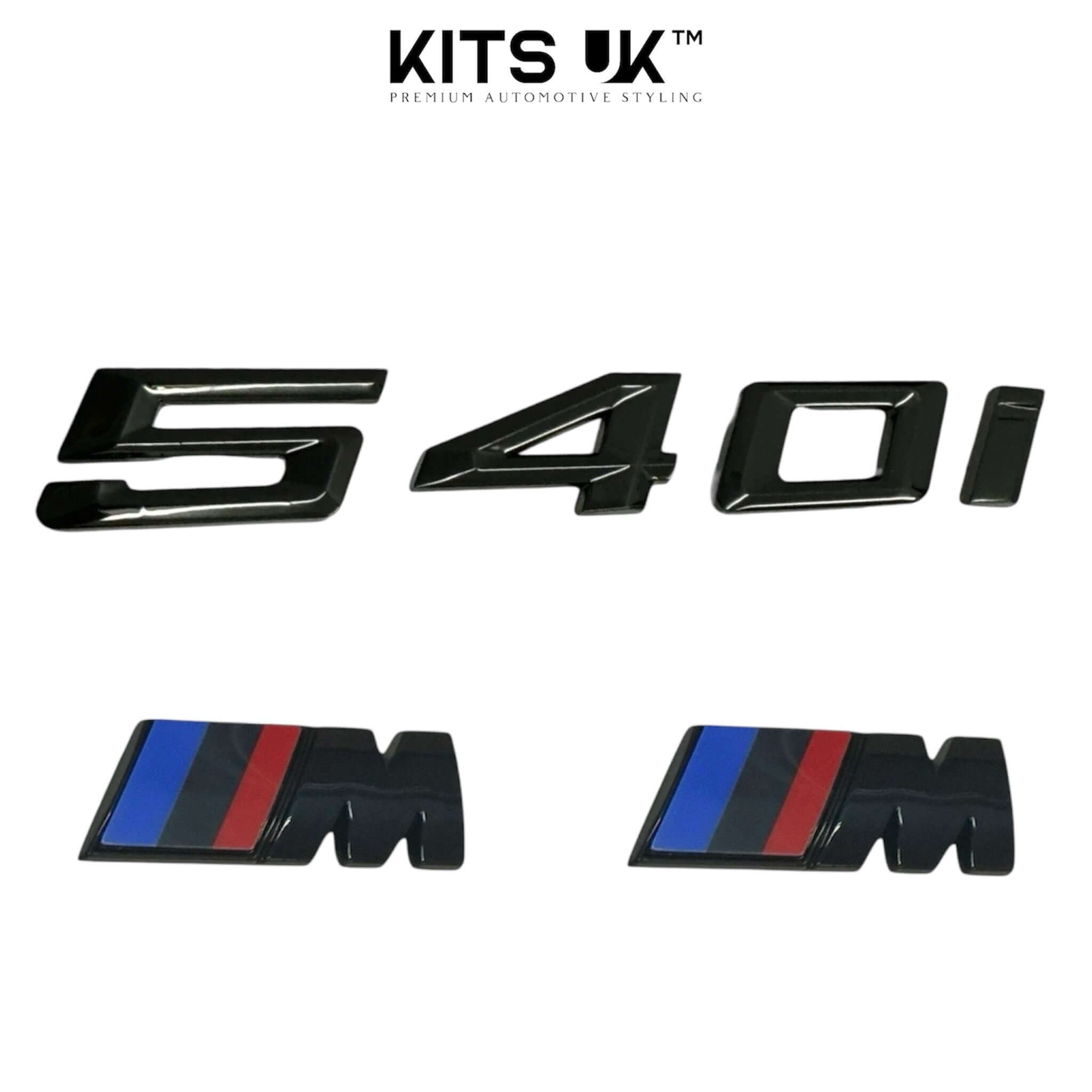 BMW RWD Black Badge Package includes 540i black badges and M logo badges for a stylish de-chromed look.