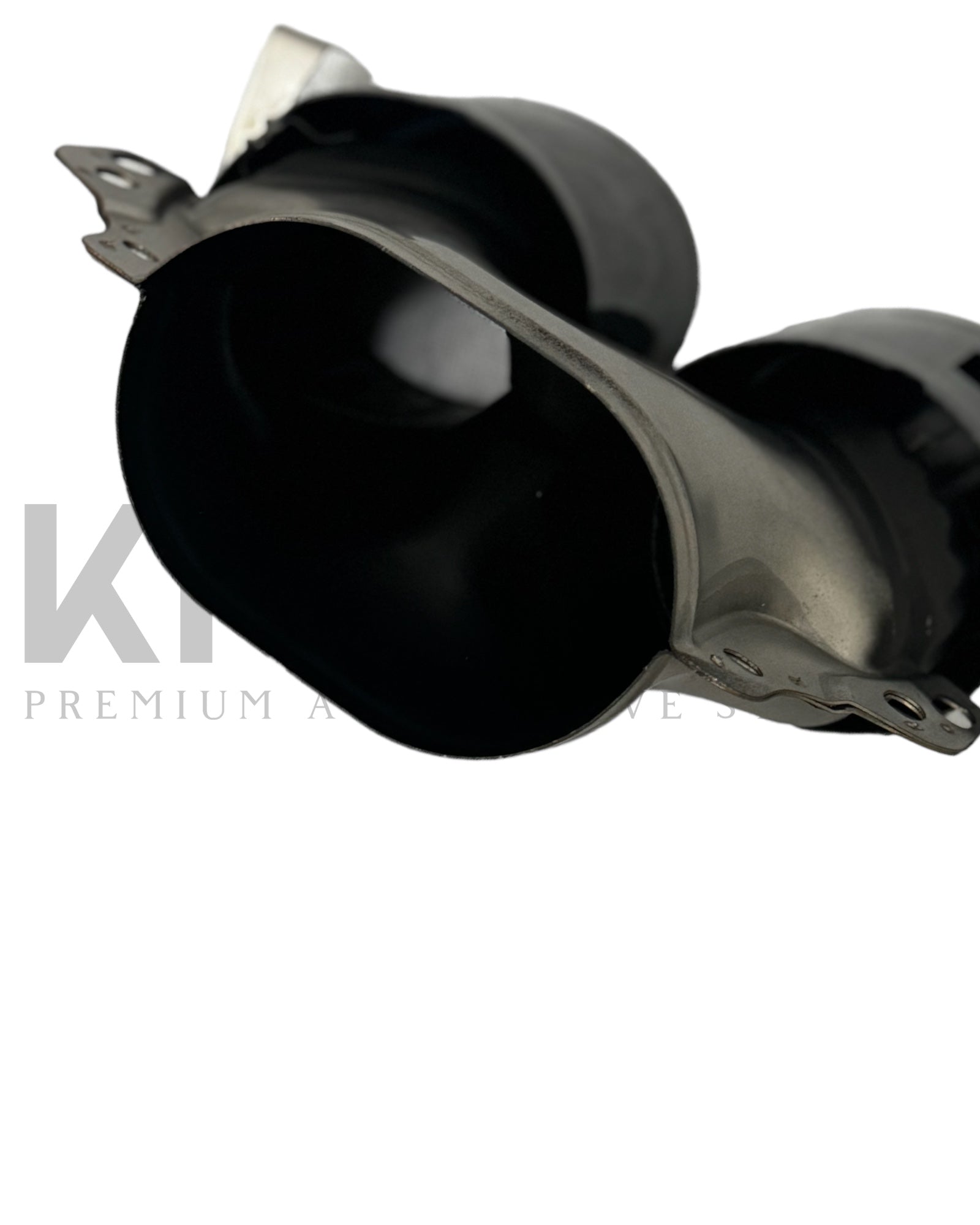Mercedes A35 Quad Tips in gloss black finish, showcasing premium exhaust design.