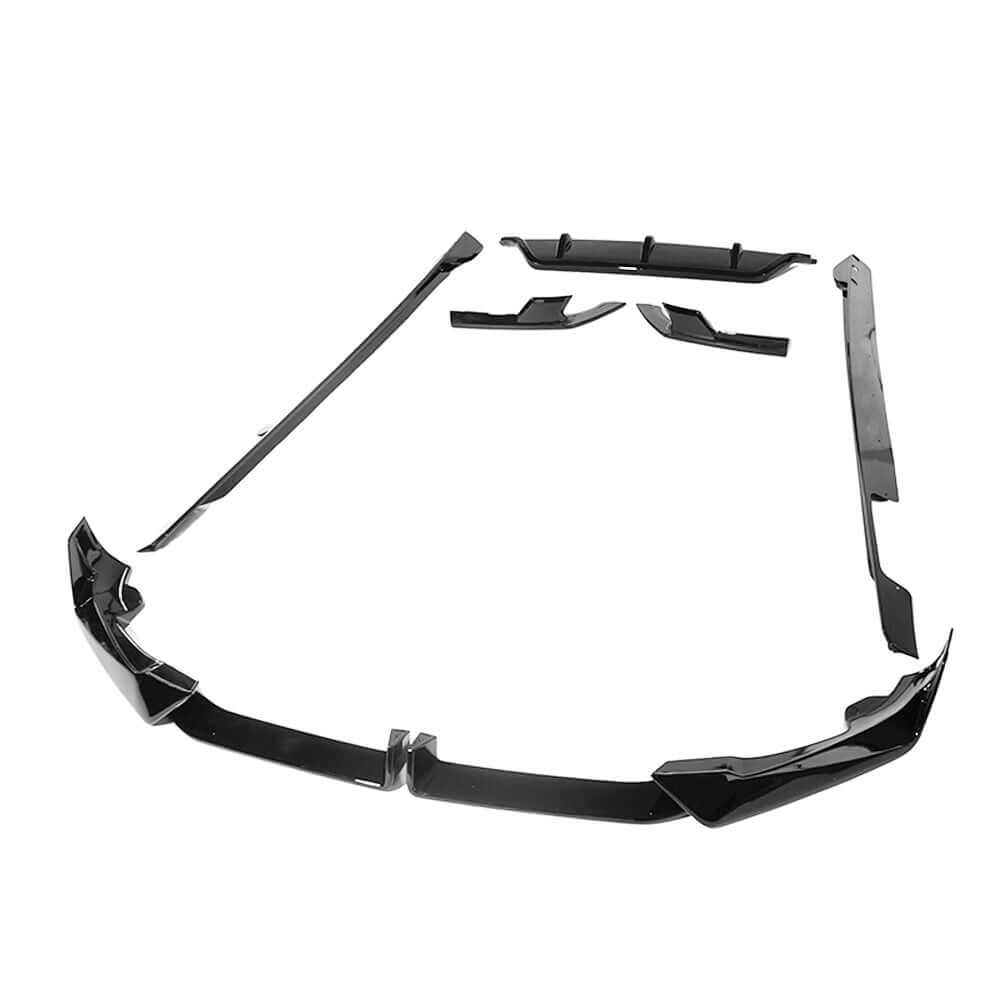 BMW G06 X6 LCI gloss black kit components displayed on a white background.