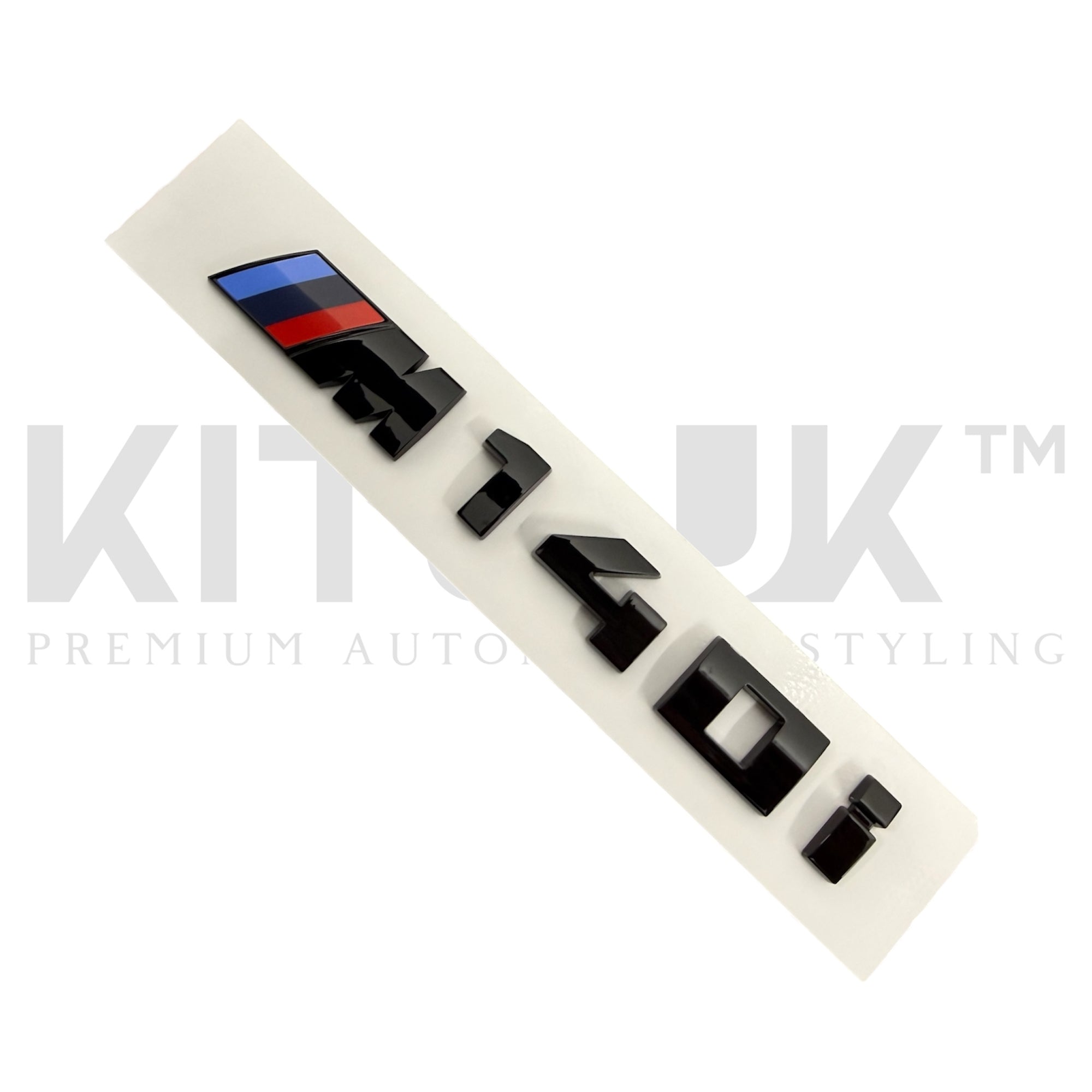 BMW M140i Black Tailgate Badge in gloss black with M logo for BMW M140i F20 exterior styling upgrade.