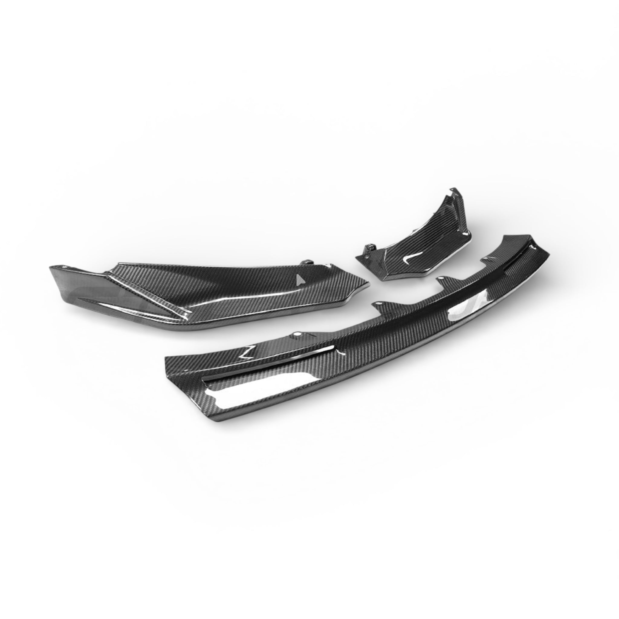 BMW M3 M4 carbon fibre splitter - VS style component parts showing sleek design and high-quality carbon fiber material.