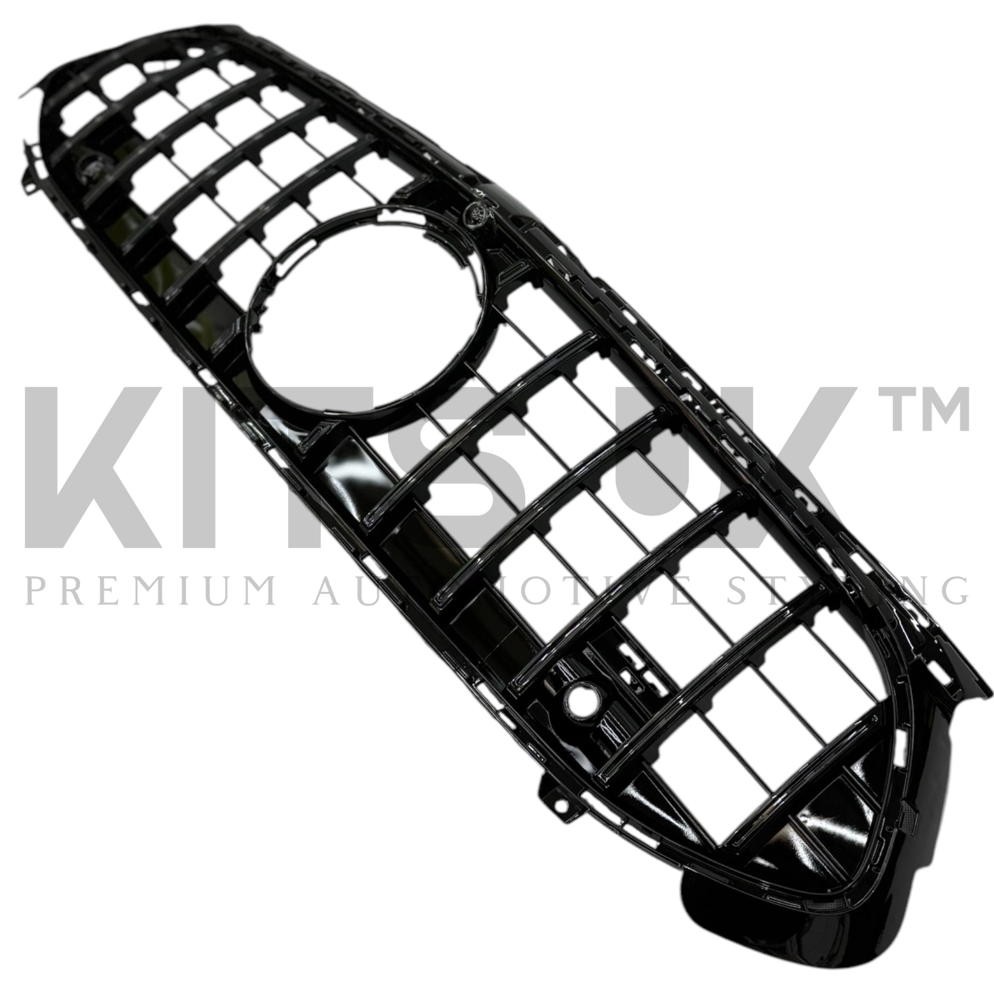 Mercedes W177A35 LCI Panamericana Grille Gloss Black & Chrome front view for 2023+ A35/A45 models