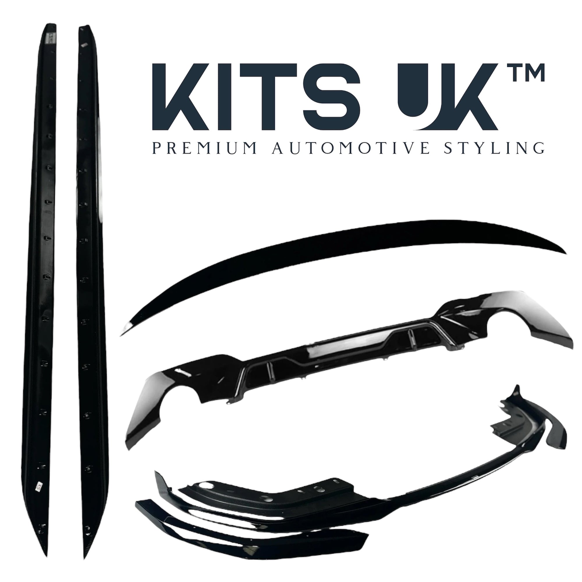 BMW G20 Pre-LCI Full Performance Package components in gloss black finish by KITS UK.