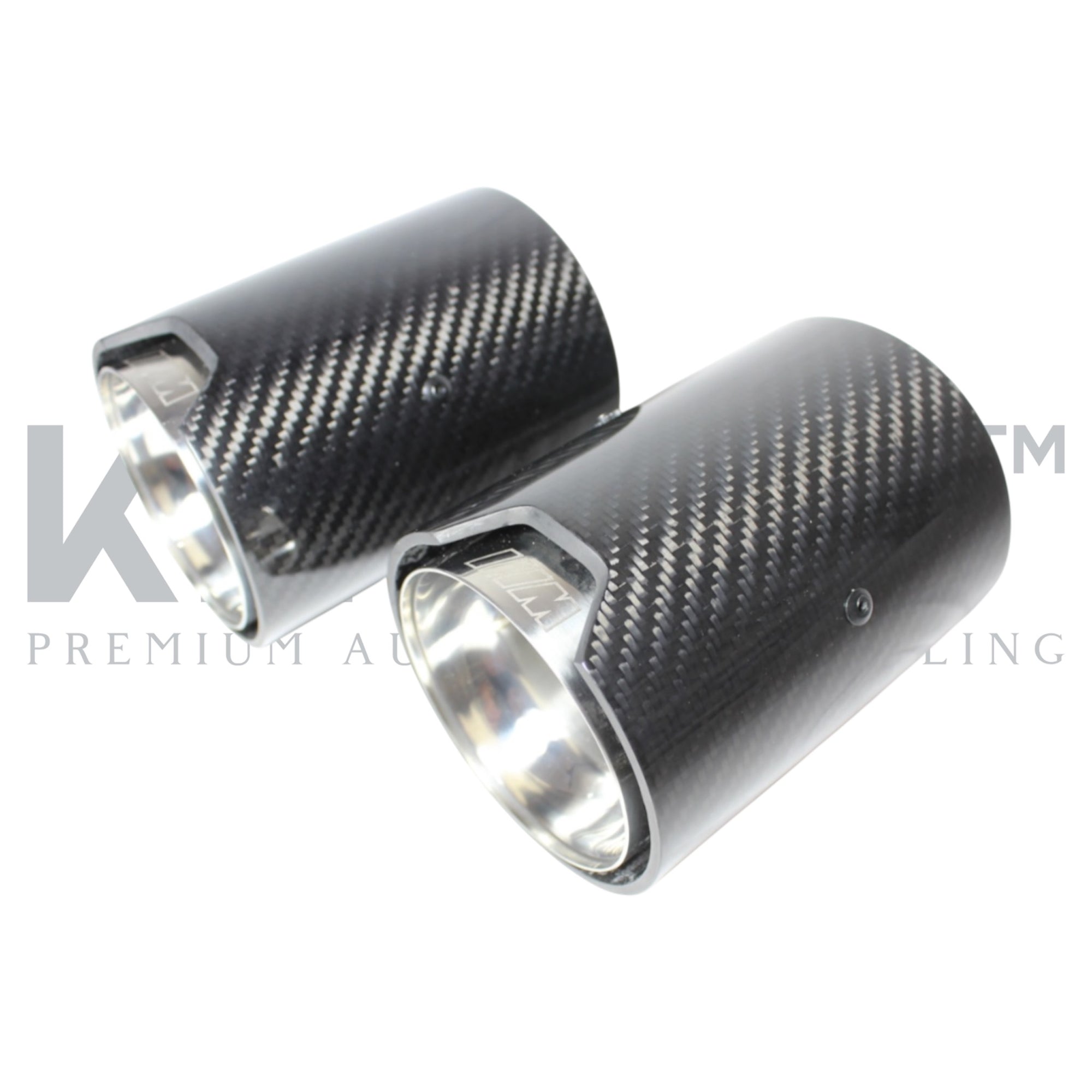 BMW M Style Carbon Fibre Chrome Exhaust Tips | N55 & B58 (Set of 2) showcasing premium carbon fibre construction.