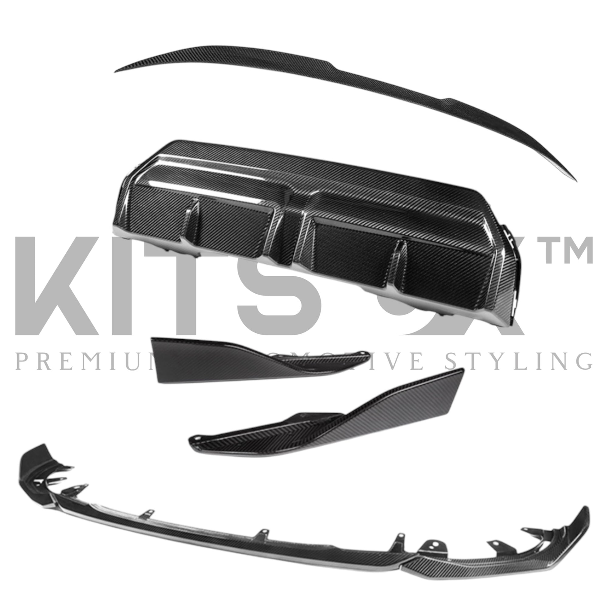BMW 2 Series G42 Carbon Fibre Body Kit components including front lip, side skirts and rear diffuser in high-quality carbon fibre.