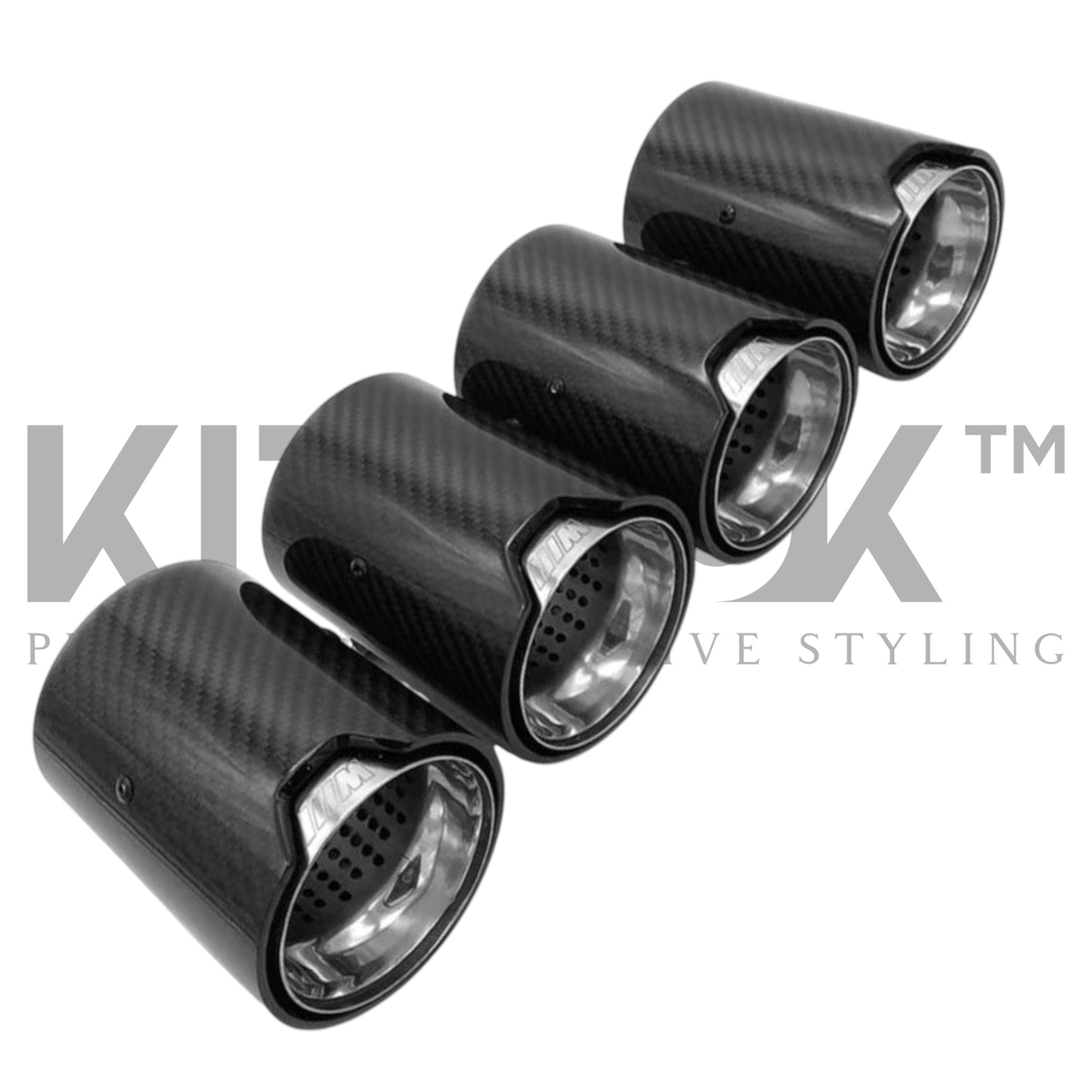 BMW M2/M3/M4/M5 F10/F80/F82/F83/F87 CARBON FIBRE EXHAUST TIPS - CHROME x4 - KITS UK
