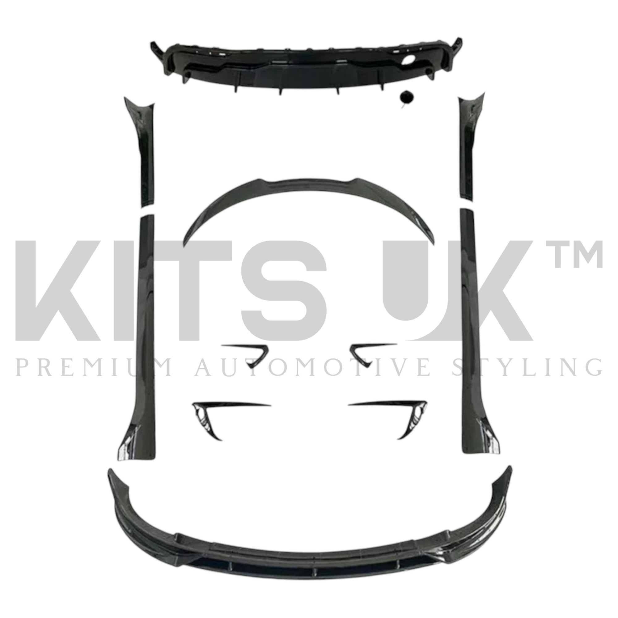 Tesla Model Y Body Kit showing full exterior styling components from KITS UK for enhanced vehicle appearance.