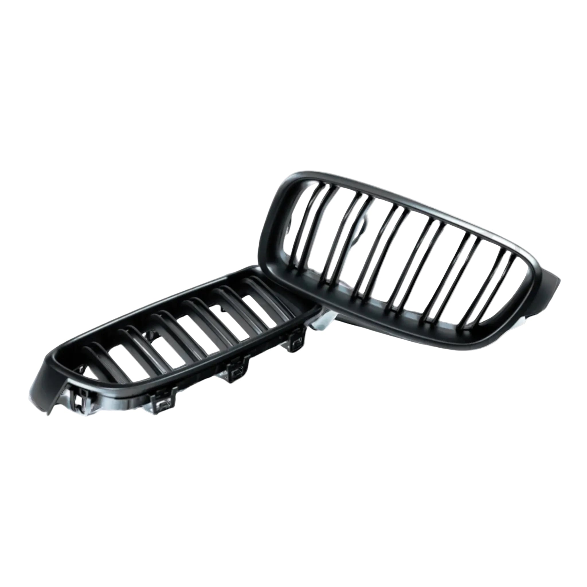 BMW F30 F31 M Style Grilles in gloss black finish showcasing a sporty design to upgrade BMW 3 Series appearance.