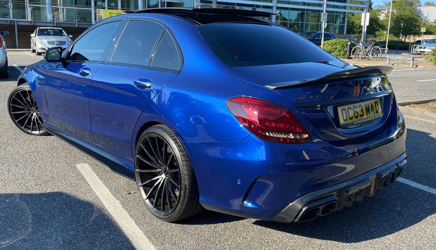 Mercedes W205 4Dr/C63 Saloon/Estate, Carbon Fibre Diffuser with DTM Light & Tips - KITS UK