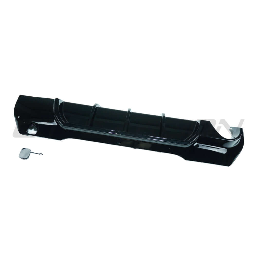 BMW F40 1 Series gloss black diffuser - Single Exit for 2019-2024 models, high-quality ABS plastic.