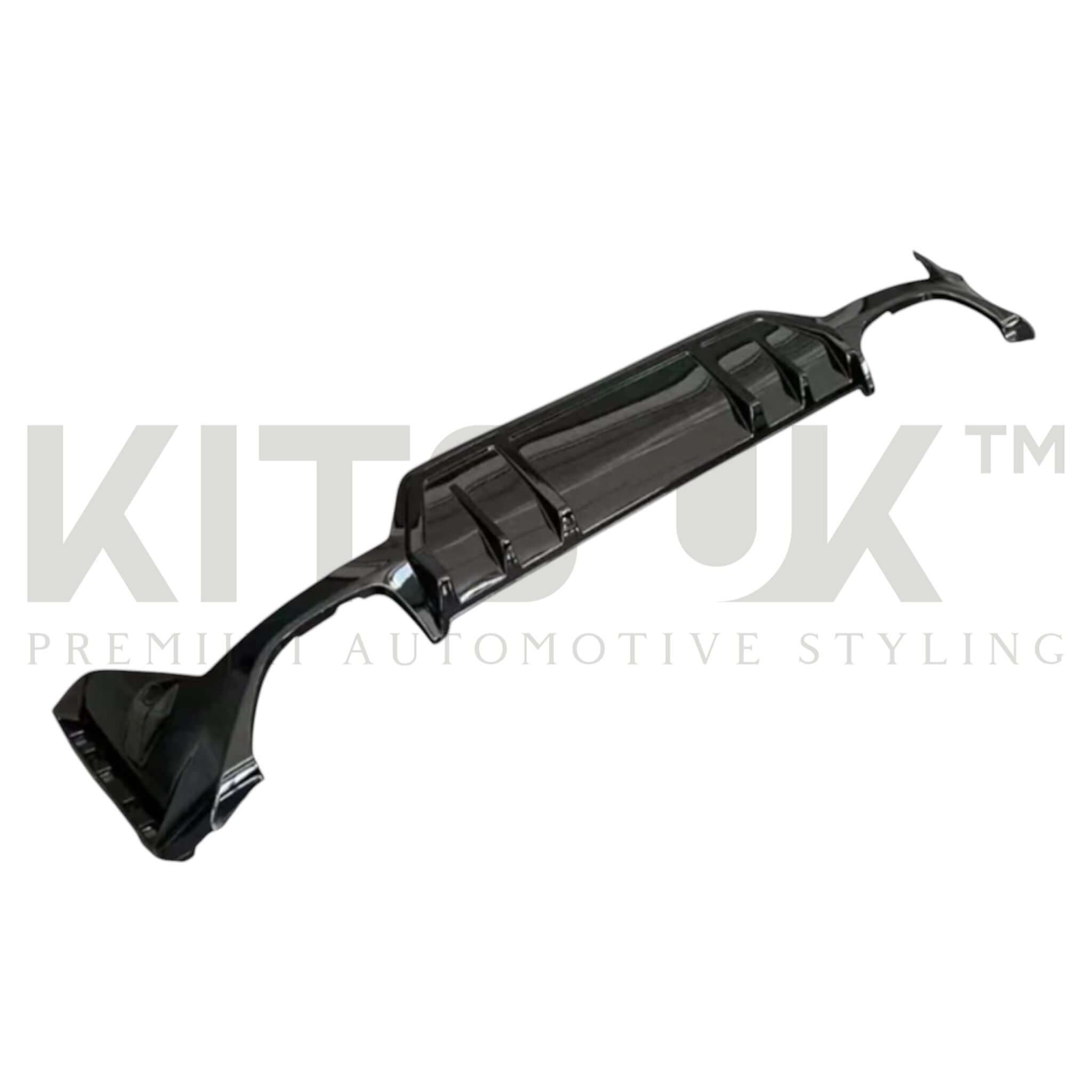 BMW G20 LCI rear diffuser options showcasing M340 and M-Sport designs in gloss black.