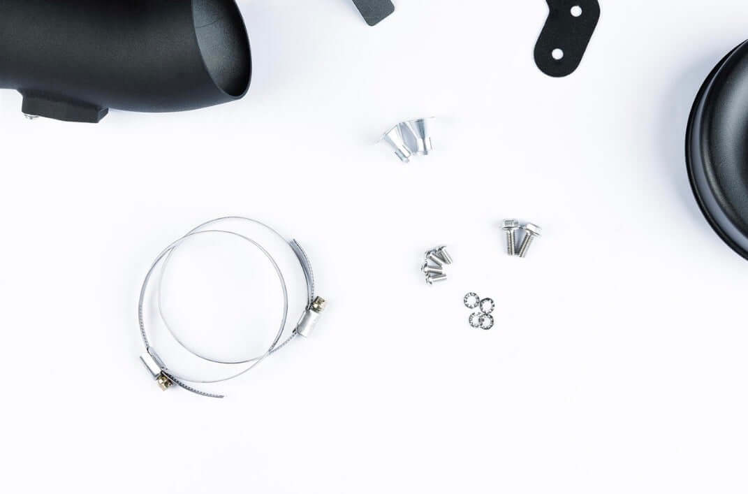 Performance Pleated Induction Kit for BMW 12 Series 1.5 B38 installation components including clamps and fittings.