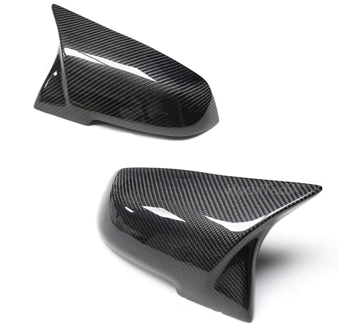 BMW F30 Ultimate Package carbon fiber side mirror covers for an enhanced sporty look.