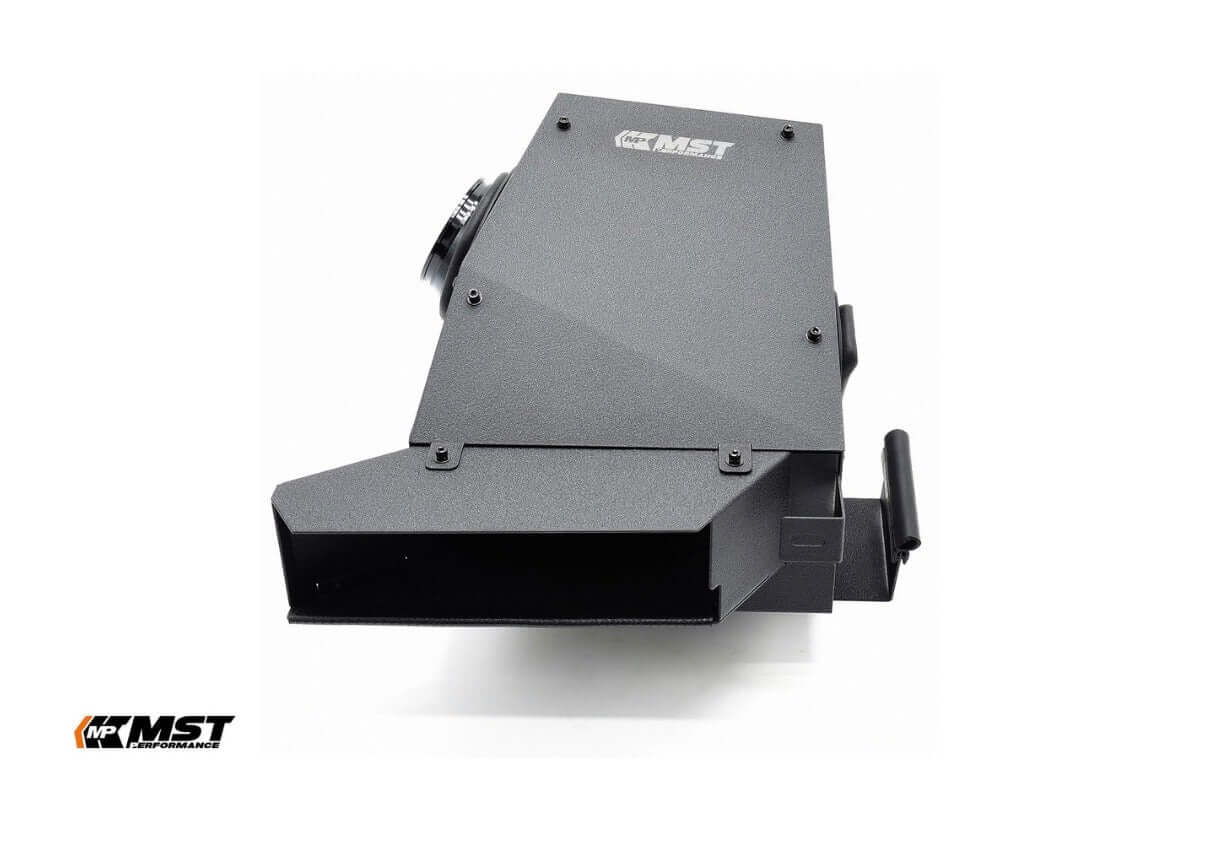 MST Performance Induction Kit for A35 A250 CLA250 CLA35 Mercedes showcasing the black powdercoated design.