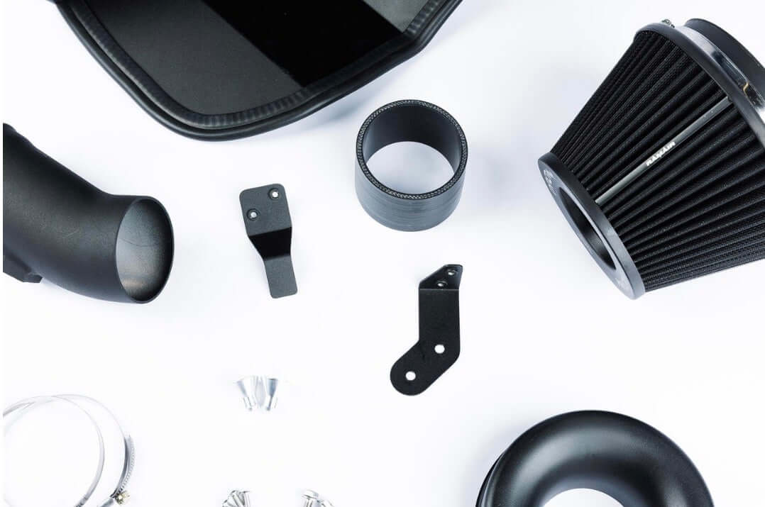 Performance Pleated Induction Kit for BMW 12 Series 1.5 B38 components layout on a white background.