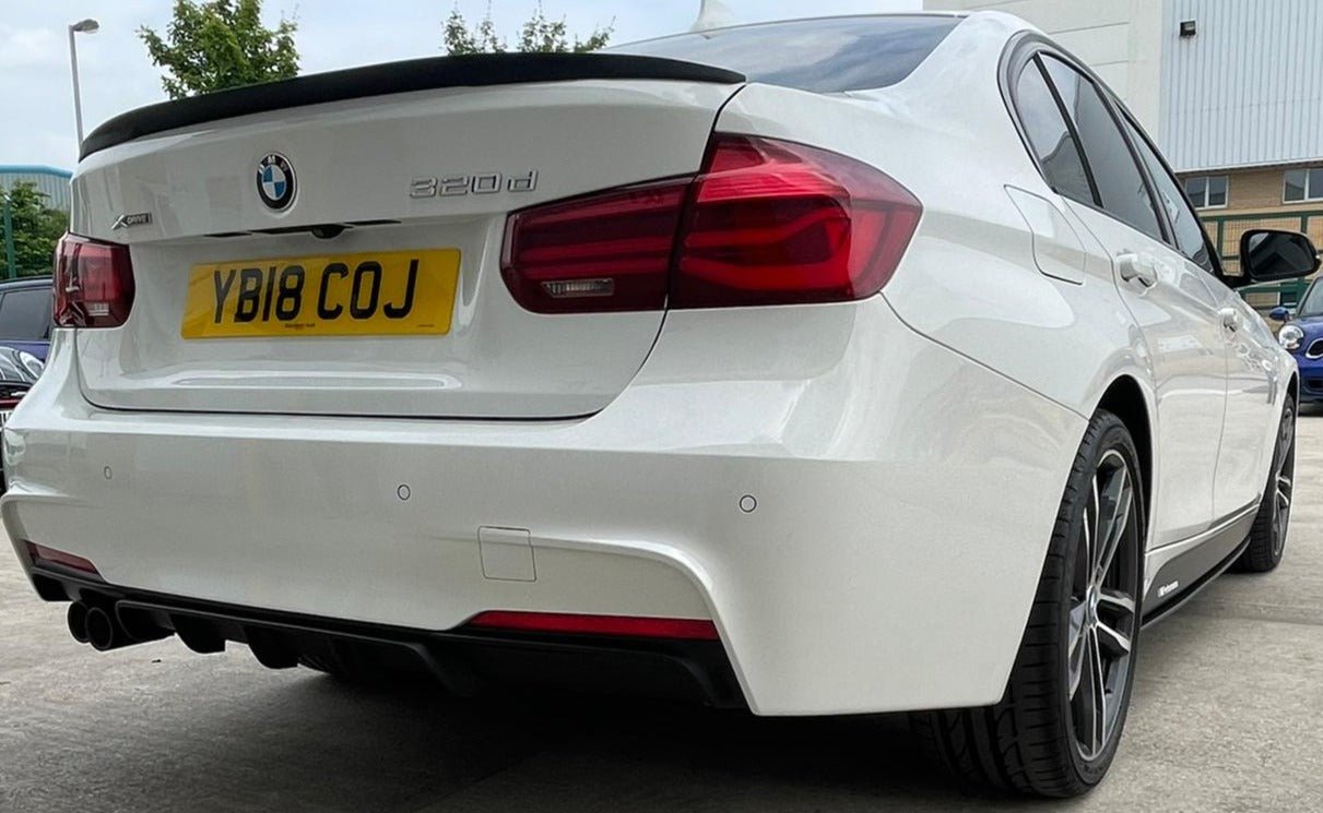 BMW F30 Performance Package on a BMW 320d rear view showcasing exterior styling upgrades and sleek design.
