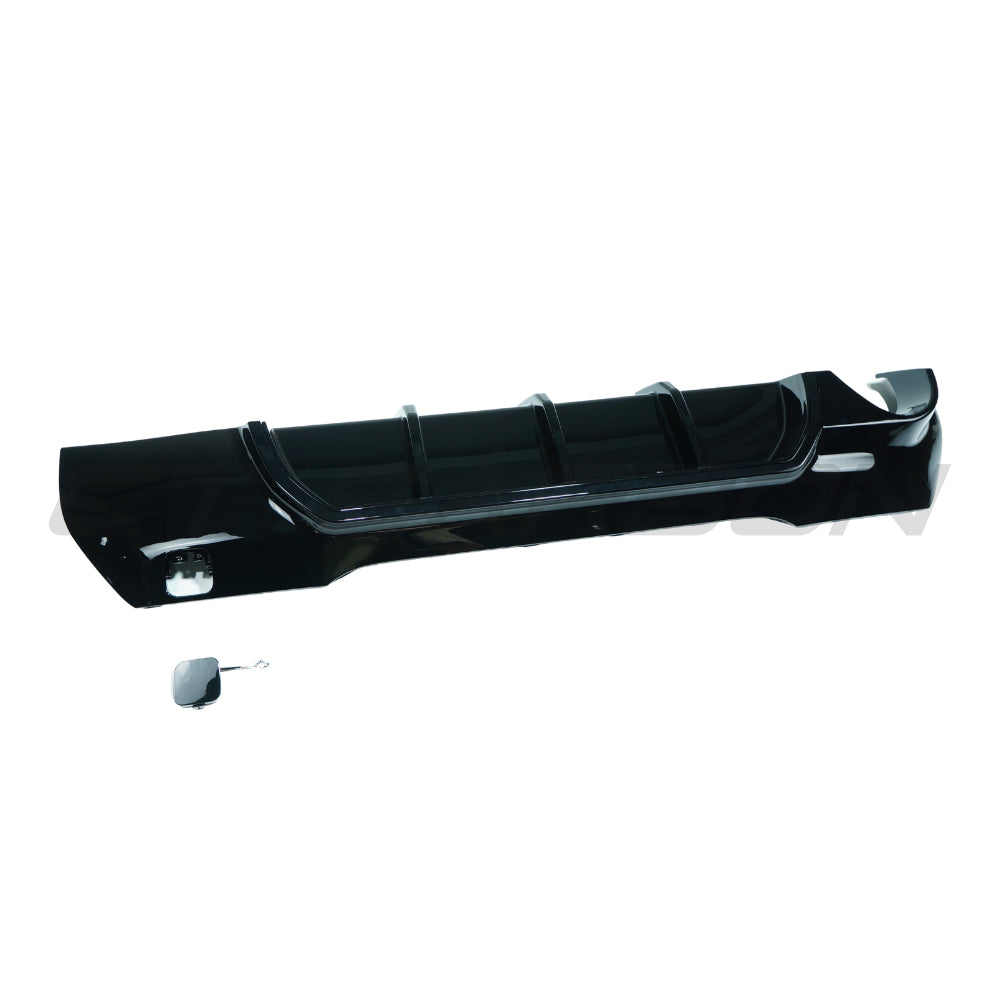 BMW F40 1 Series gloss black diffuser - Single Exit, high-quality ABS plastic rear end accessory.