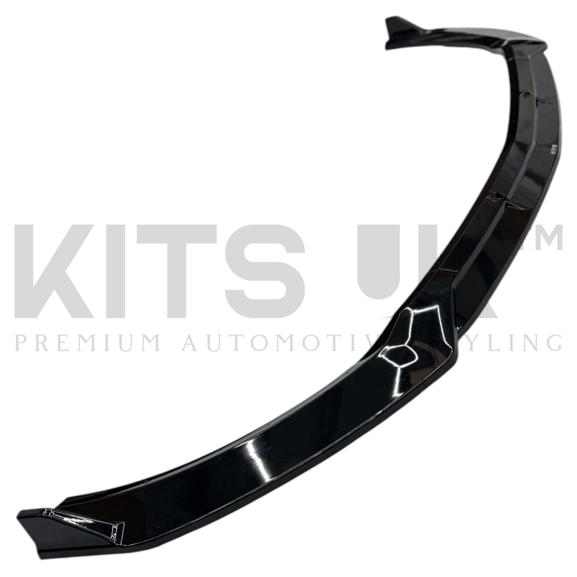 Mercedes W118 CLA front splitter in shiny gloss black finish for aggressive styling