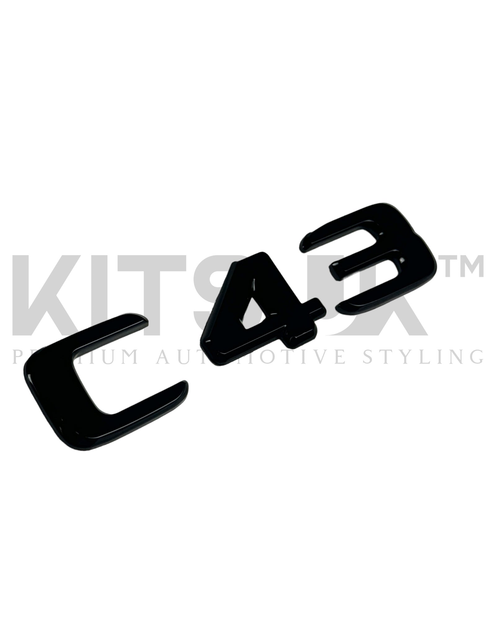 Gloss Black Rear Badge Set For Mercedes C-Class C43 AMG BITURBO 4MATIC – Side Emblems