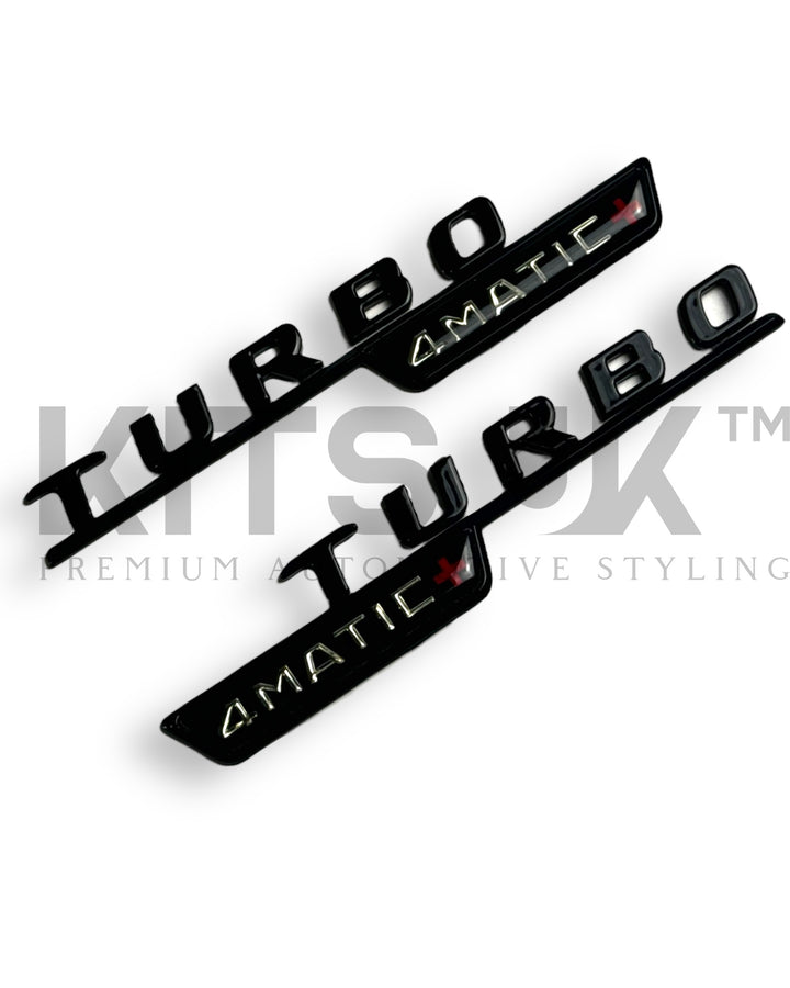 Mercedes A45s Gloss Black Turbo 4Matic+ Badge Set