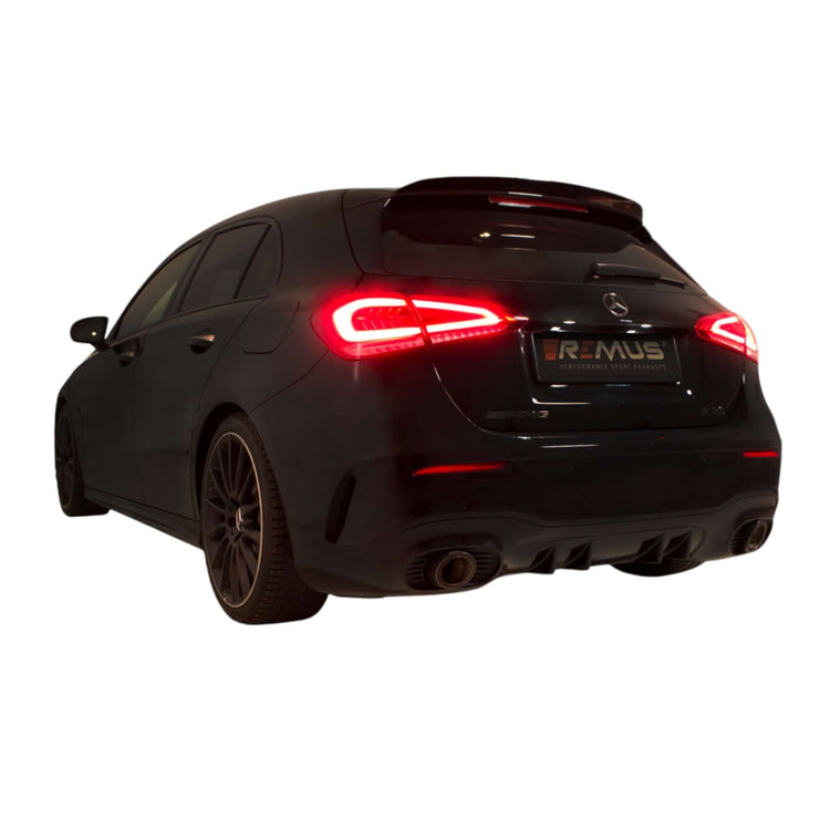 Mercedes A35 Axle Back Exhaust System with Valve
