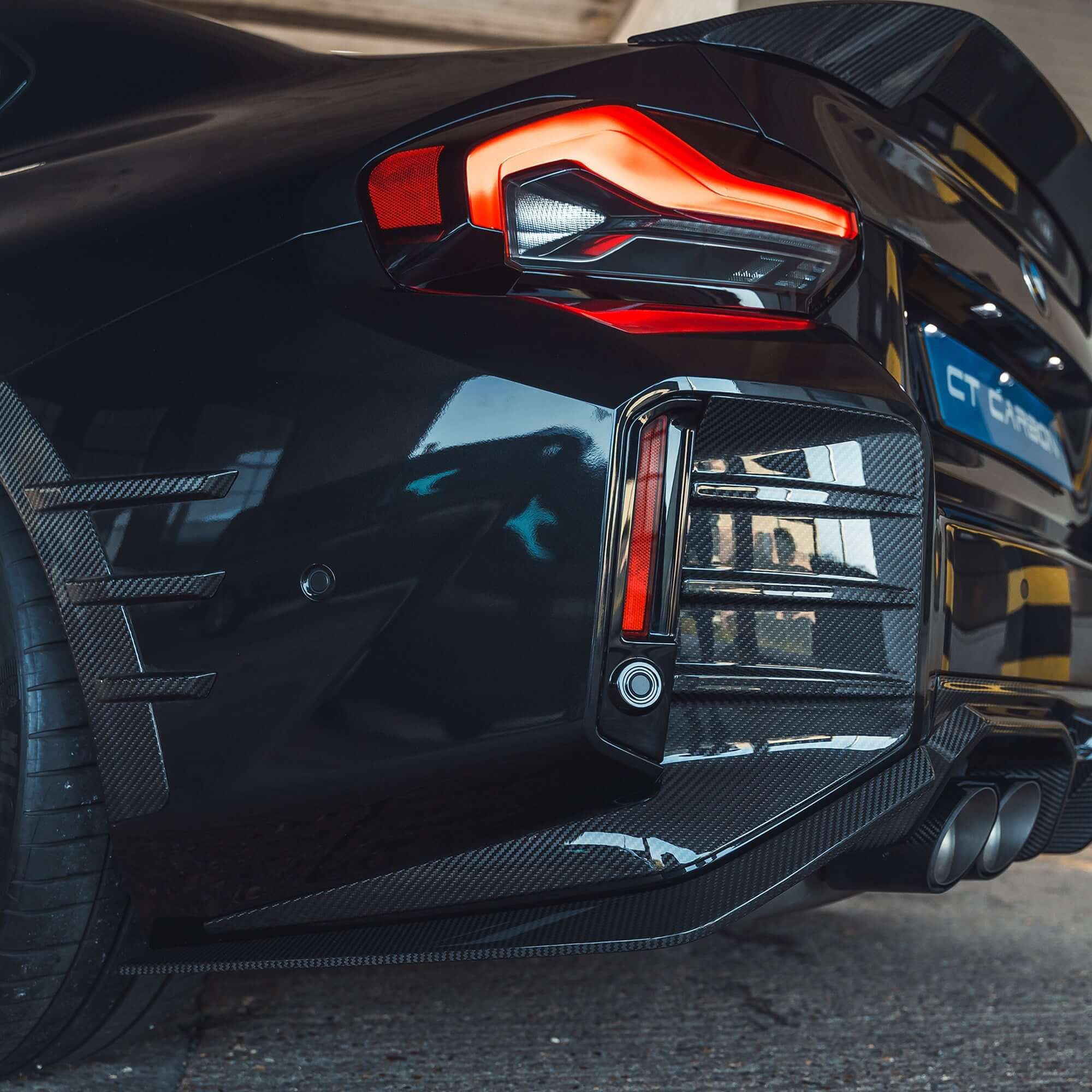 BMW G87 M2 CARBON FIBRE REAR BUMPER TRIM - KITS UK