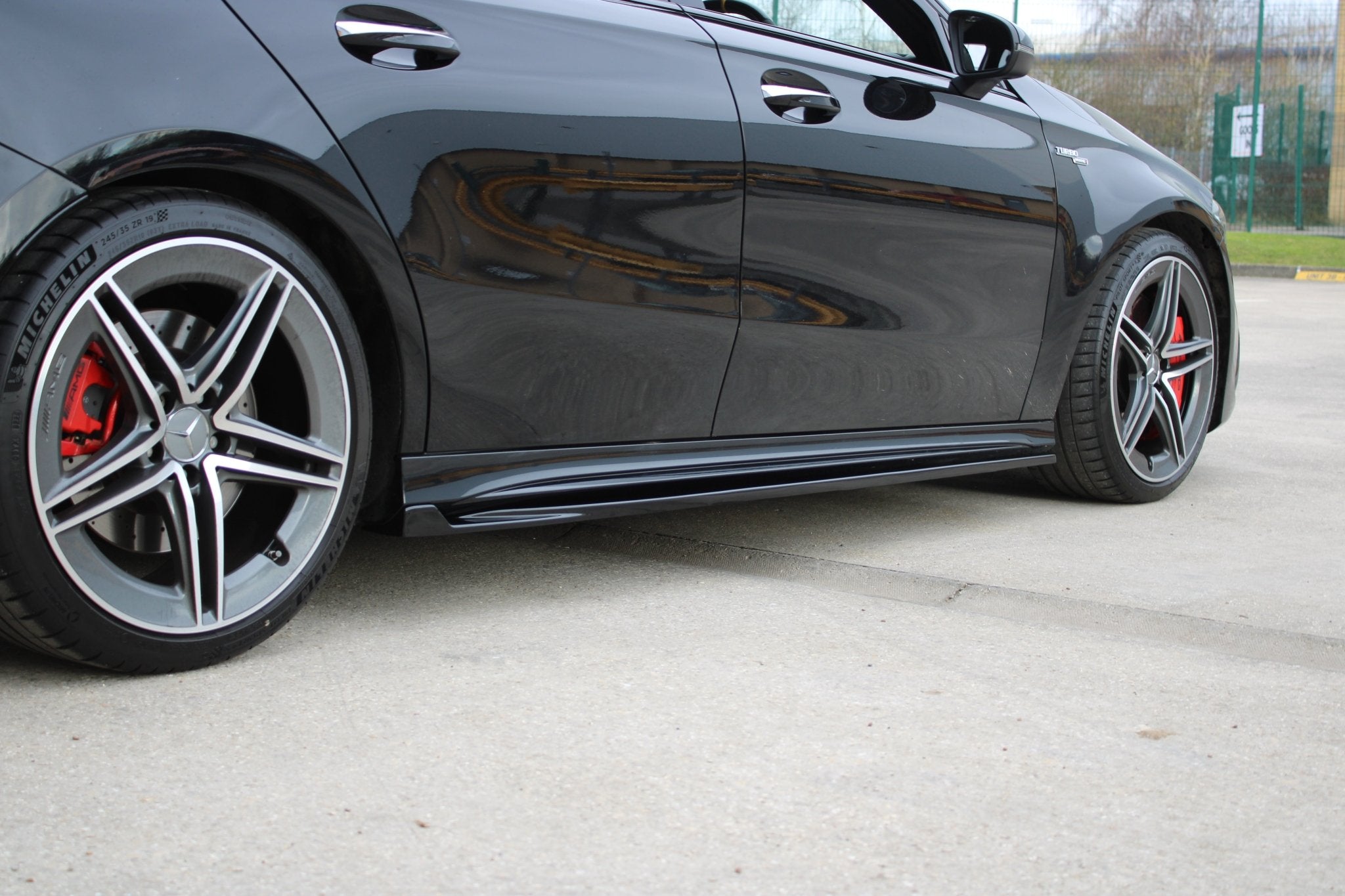 Mercedes W177/A35/A45 Side Skirt Extensions - Gloss Black - KITS UK