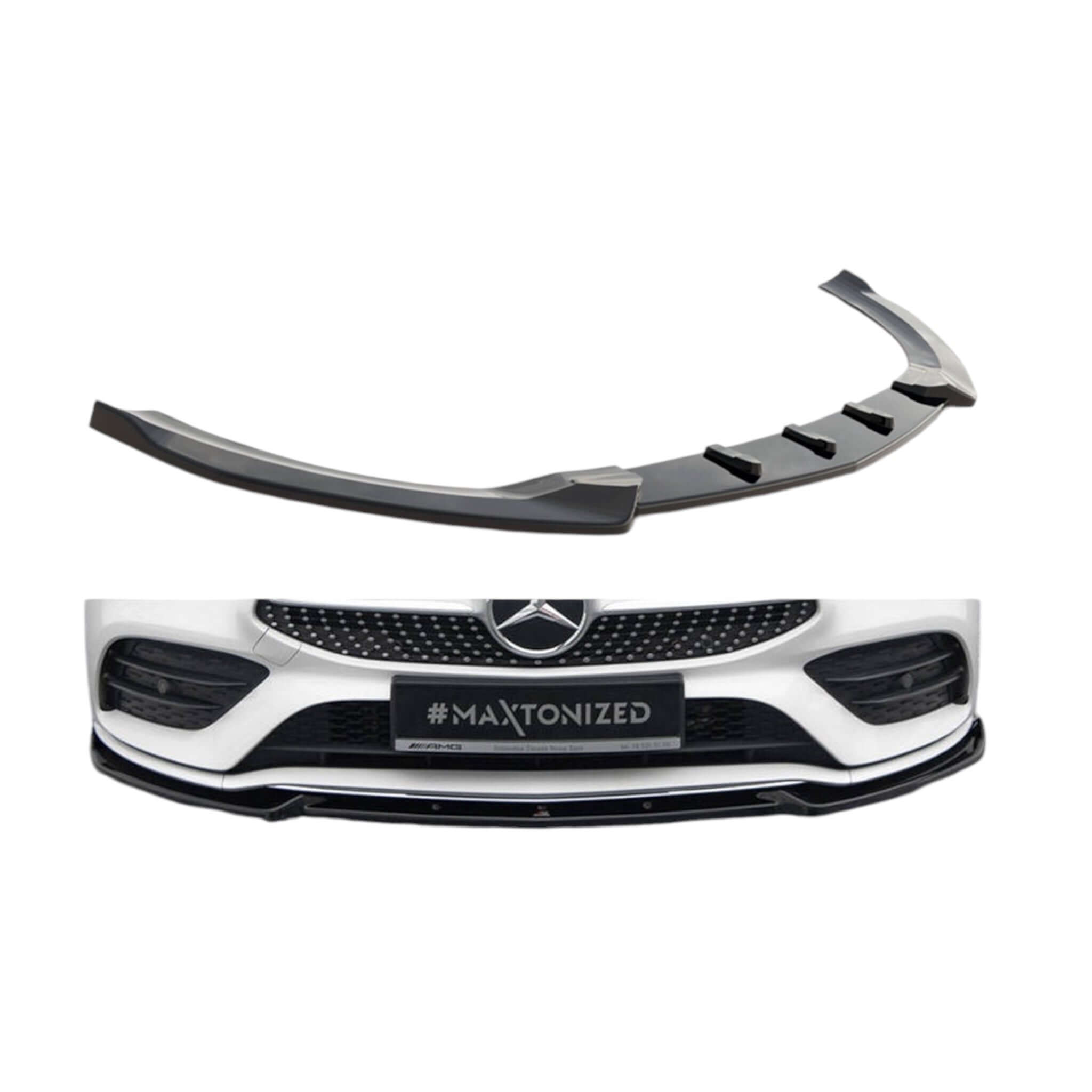 Gloss Black Front Splitter Spoiler Lip For Mercedes CLA Class W118 C118 AMG Line