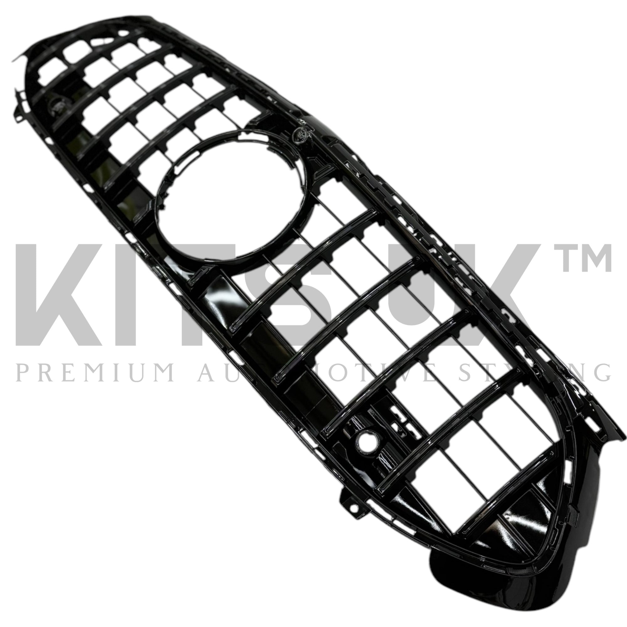 Mercedes W177A35 LCI Panamericana Grille Gloss Black & Chrome front view for 2023+ A35/A45 models