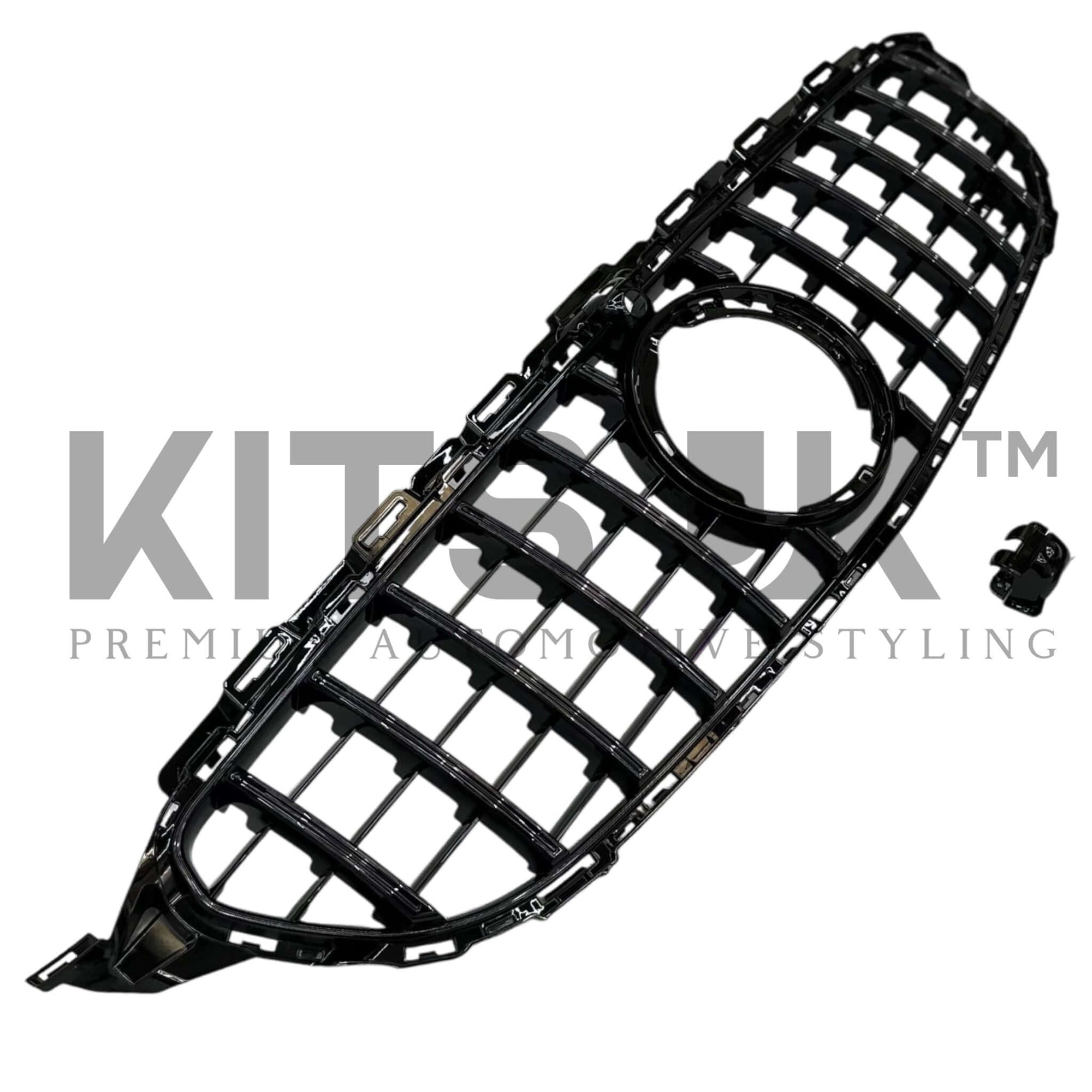 Mercedes W205 Panamericana grille for C Class, GTR style, compatible with 2016-2020 models.