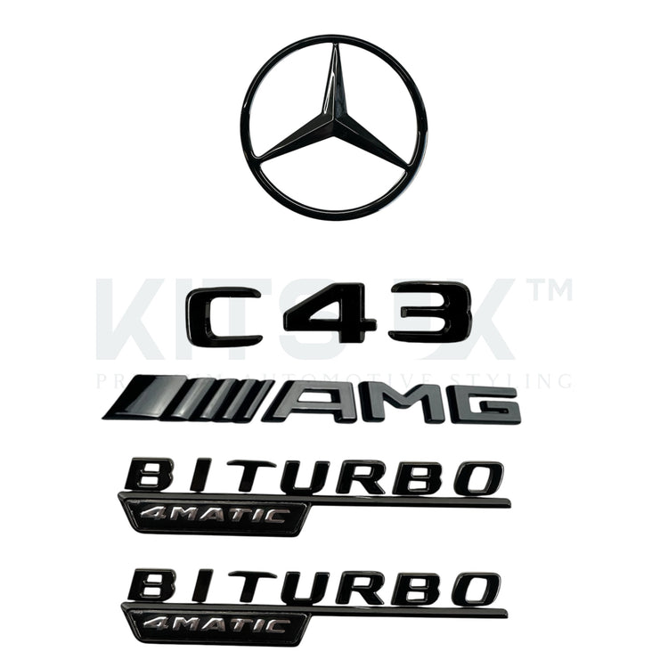 Mercedes W205 C43 Black Badge Package Gloss Black AMG & Boot Star Badges