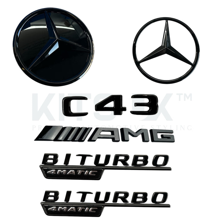 Mercedes W205 C43 Black Badge Package – Gloss Black AMG, Boot & Front Grille Star