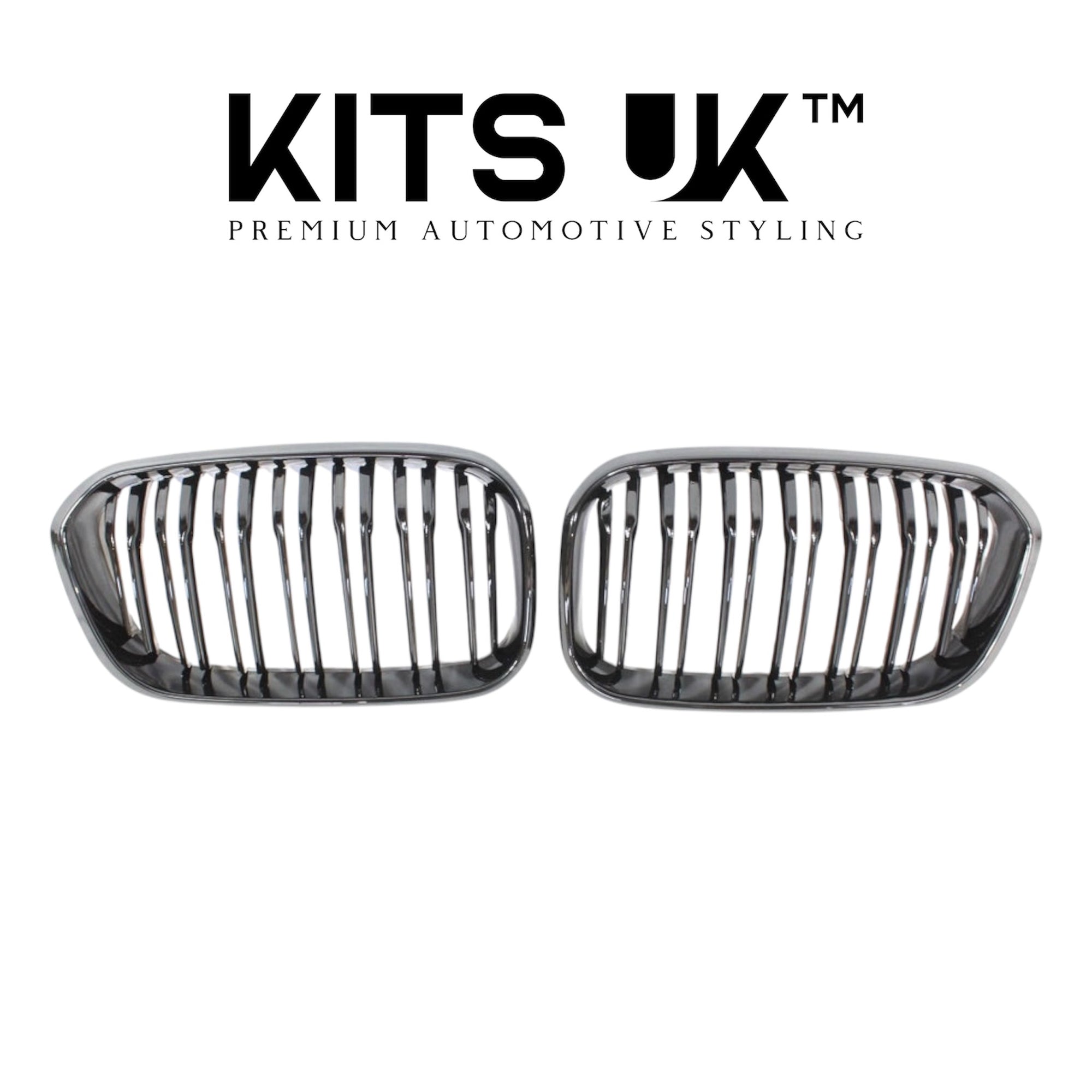 BMW 1 Series M Style Grilles | F20 F21 - Gloss Black Dual Line Grilles for enhanced styling.