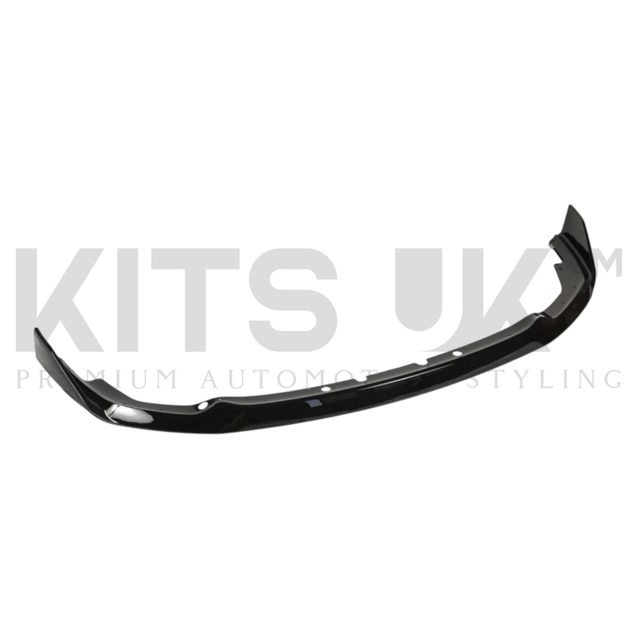 BMW 1 Series F40 Front Splitter | Gloss Black automotive styling product viewed from the front.