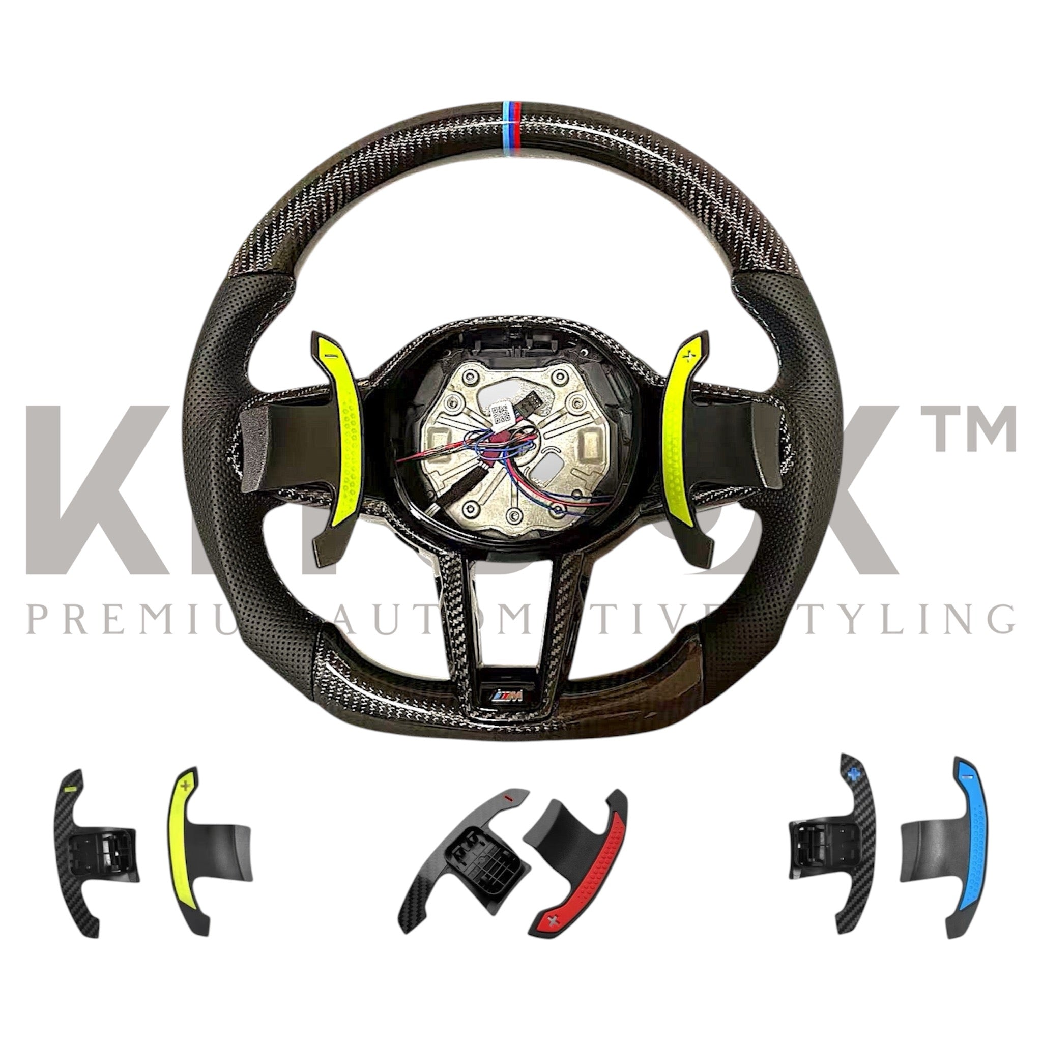 BMW G8x LCI Style Carbon Fibre Steering Wheel/Perforated Leather Sides with Paddles