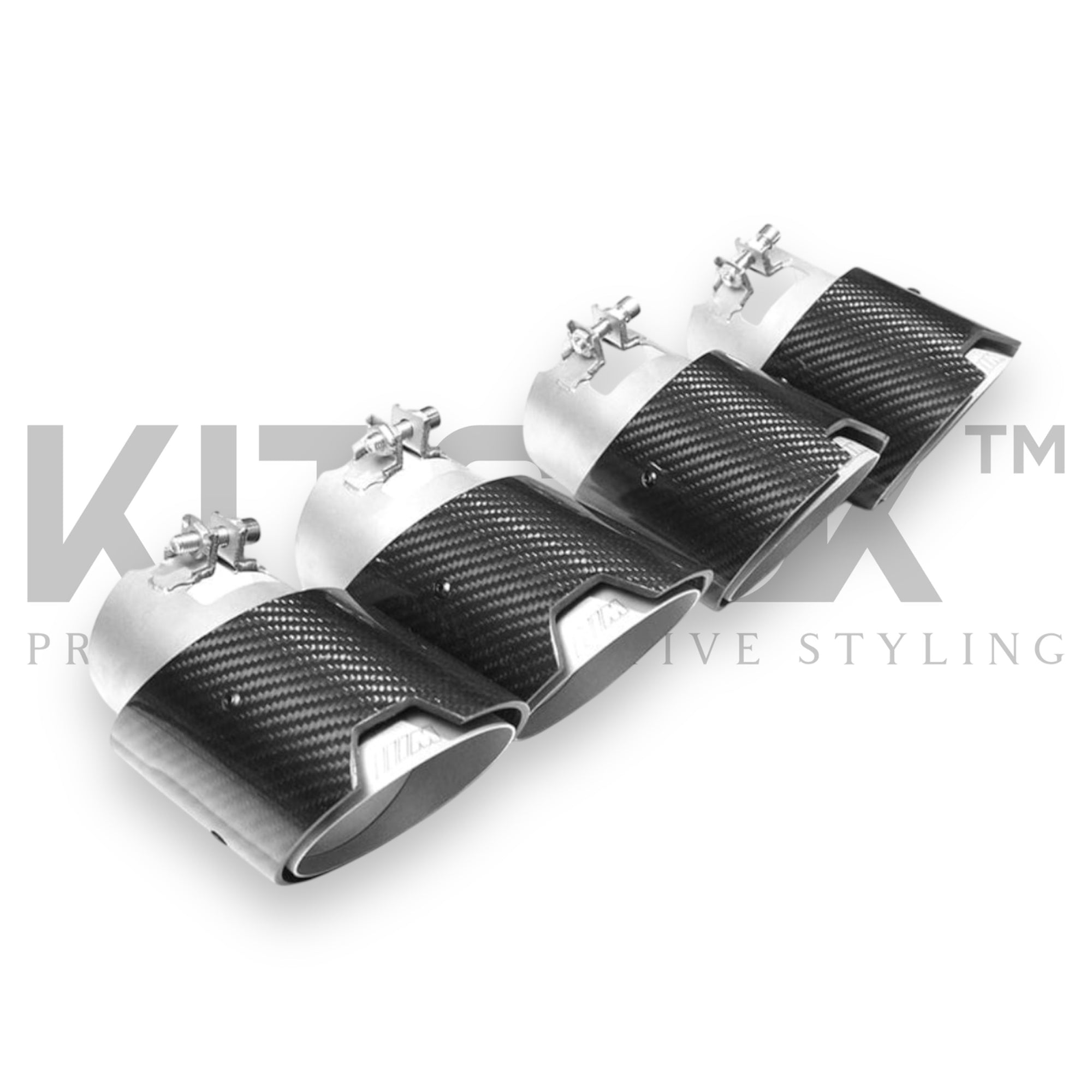 BMW M3/M4 G80/G81/G82/G83 - Carbon Fibre Exhaust Tips Set of 4. Stainless. - KITS UK