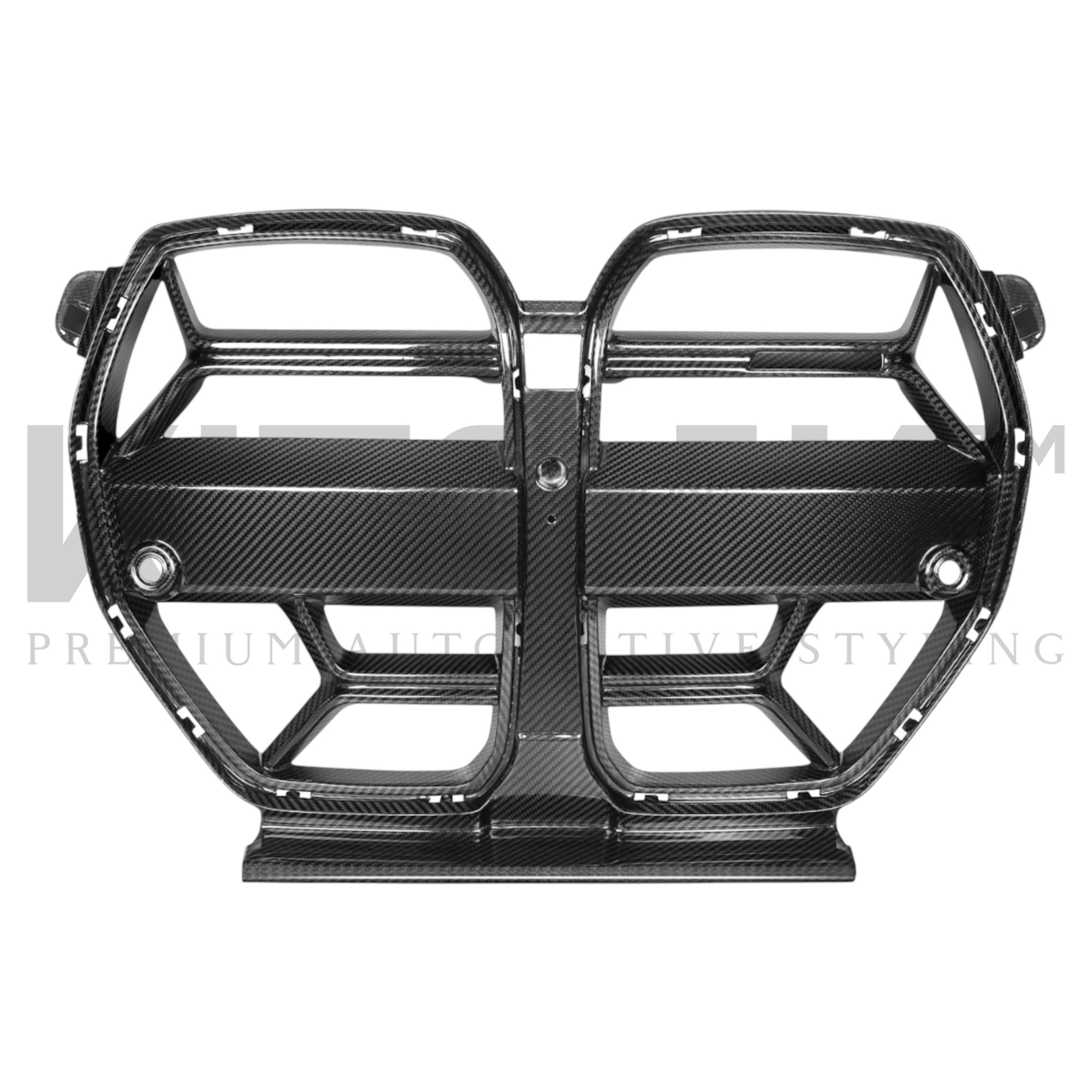 BMW M3 M4 G80 G81 G82 G83 Carbon Fibre Grille front view showcasing aggressive design and premium quality.