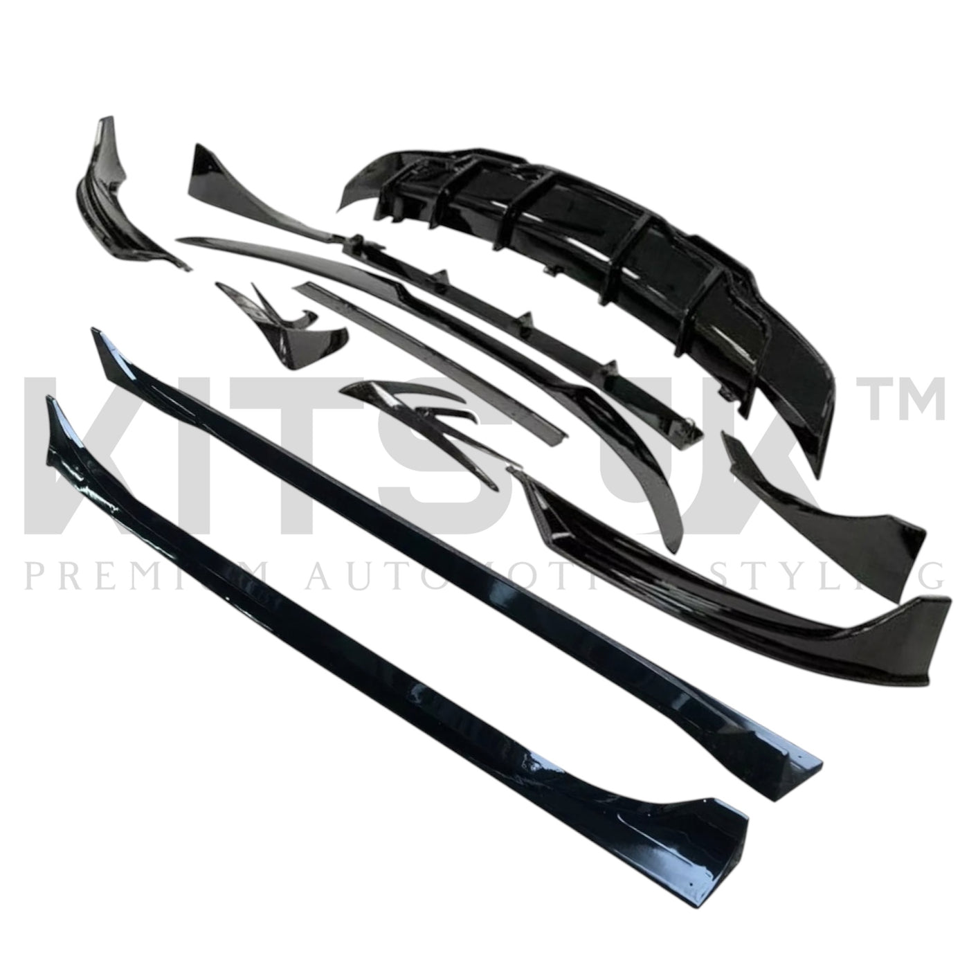 Tesla Model 3 Body Kit components including front splitter, diffuser, and styling parts from KITS UK