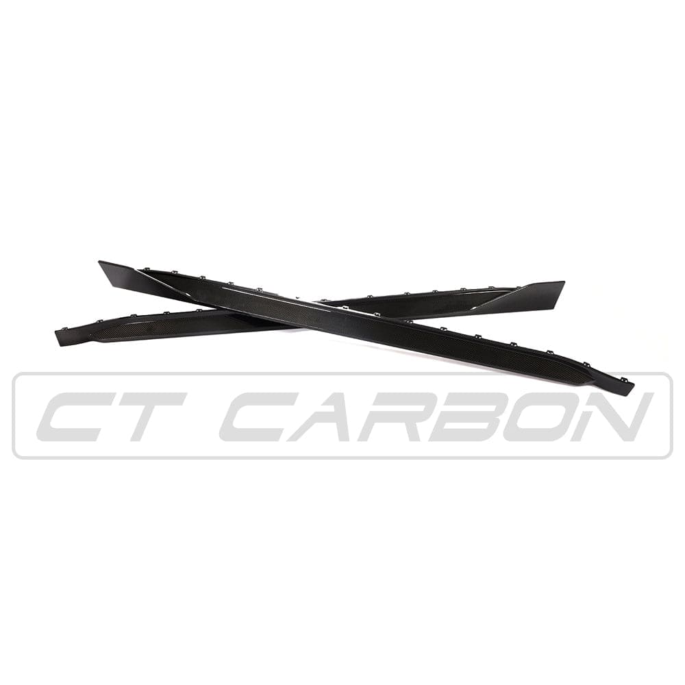 BMW G80 M3 FULL CARBON FIBRE KIT - MP STYLE side skirt replacements displayed on a white background.