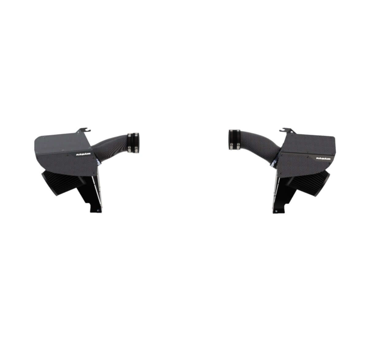 Carbon Fibre Induction Kit for BMW M5 G90 featuring dual carbon intake pipes and heatshields.