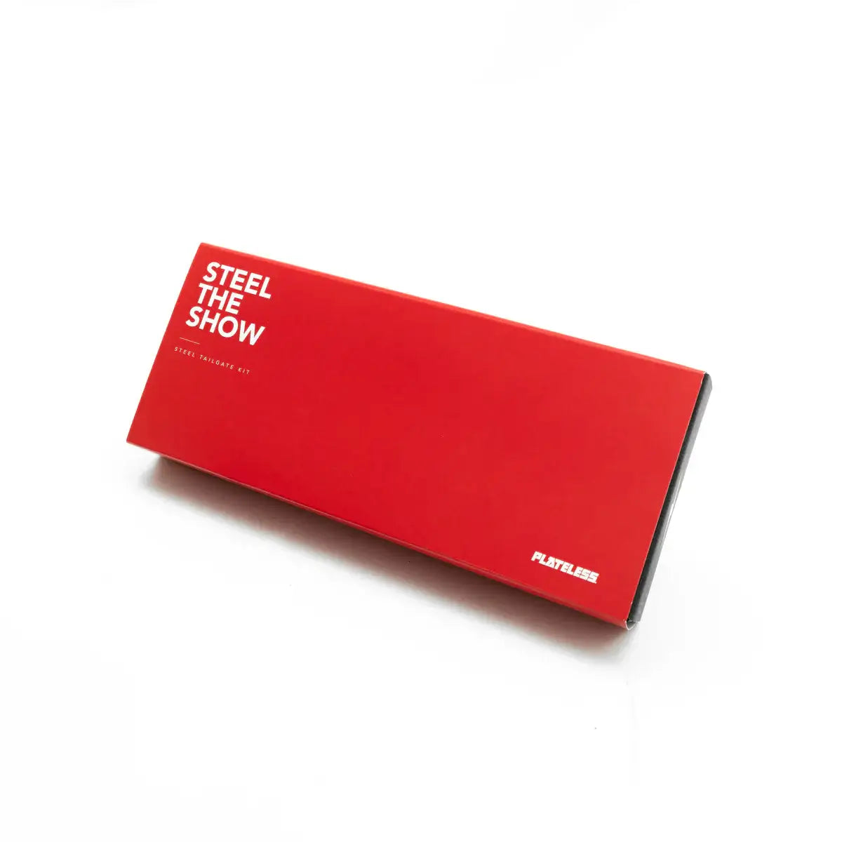 Magna Plates steel tailgate kit | Universal Magnetic Fitting packaging on a red box.