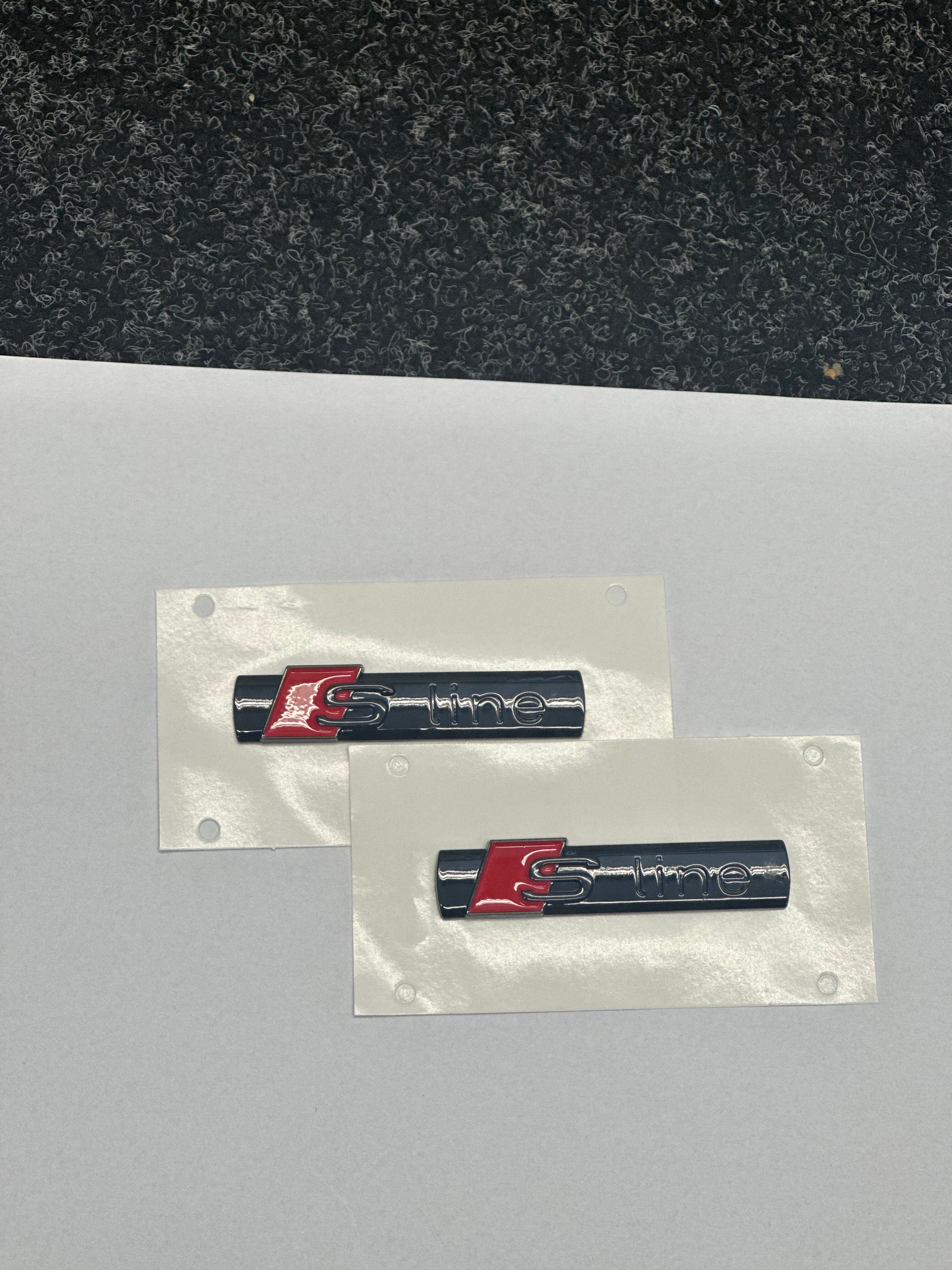 Audi S-Line Style Side Wing Replacement Badges x2 (Gloss Black)