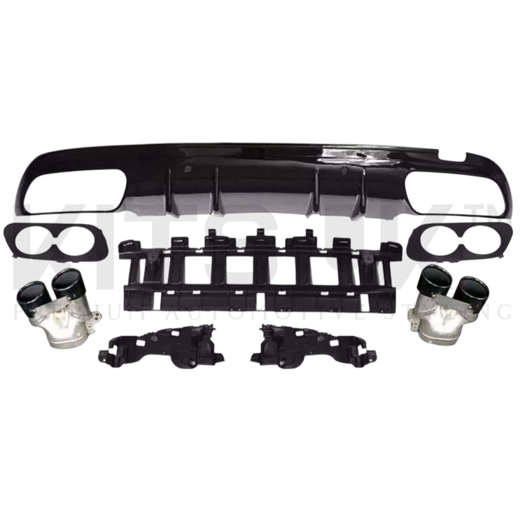 Mercedes C-Class W205 Gloss Black Rear Diffuser with Quad Tips