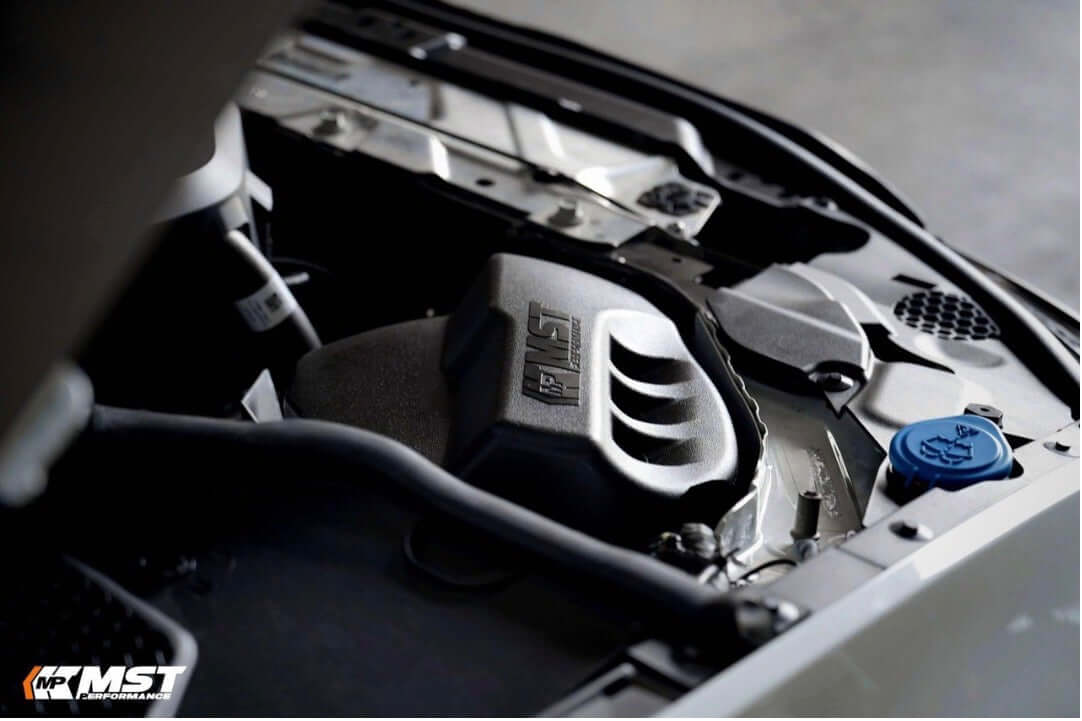 MST Performance Intake Air Kit Induction for BMW M340i M240i - B58 2019+ G20 G42 installed in engine compartment.