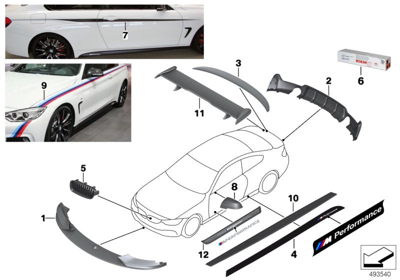 4 Series F32/F33/F36 Rear Diffuser (Matte Black) - OEM - KITS UK